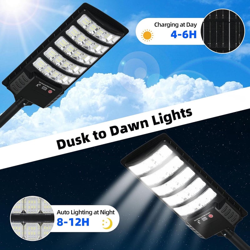 FOWSEEK Solar Street Lights Outdoor Waterproof, 2 Pack High Lumen Solar Outdoor Flood Lights with Motion Sensor, Lamparas Luces Solares para Exteriores Dusk to Dawn Commercial Lighting for Yard - Image 4
